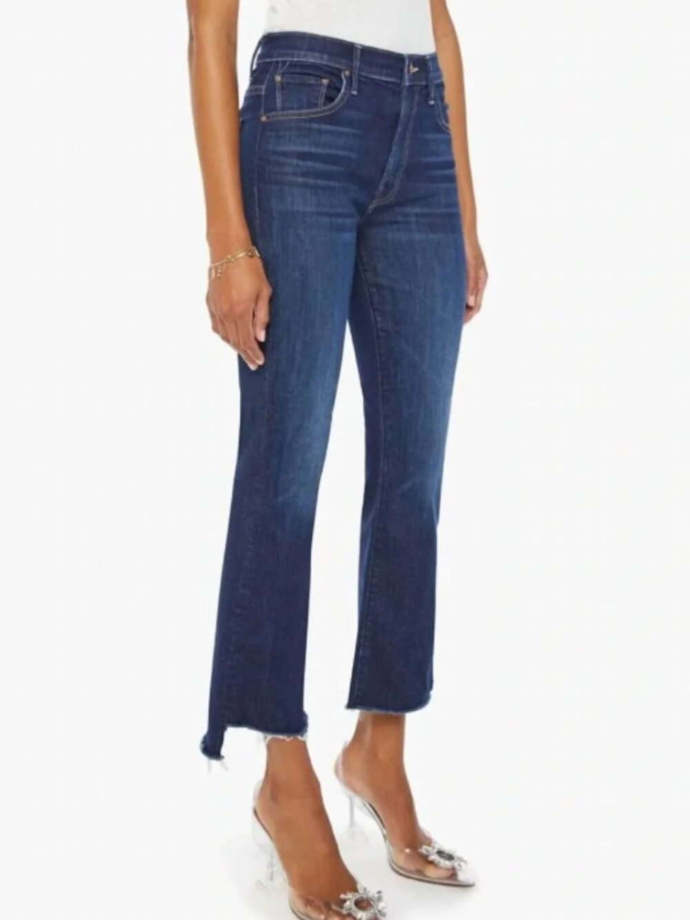 MOTHER Insider Crop Step Fray Jeans in Sake to Me Size 24